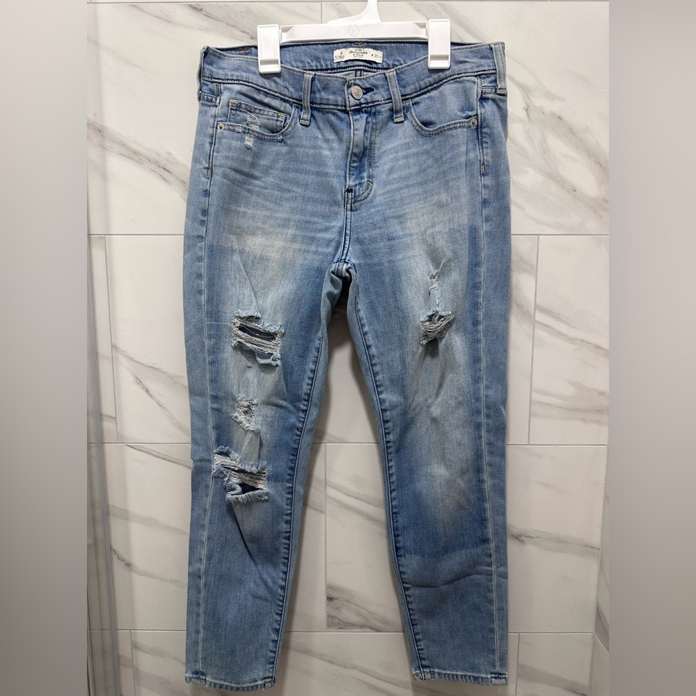 Abercrombie High Waisted Distressed Skinny Jeans Ripped Denim High Rise 27W